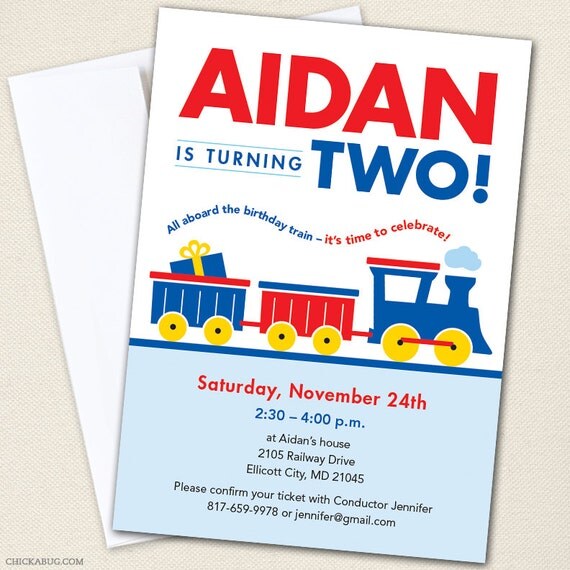 Train party invitations - Professionally printed - Printable file also available Il_570xn
