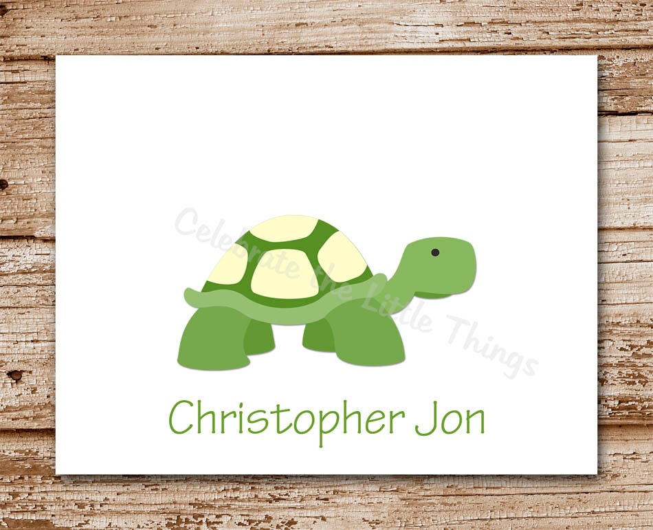 Set of 8 / Turtle Personalized Stationery / Thank You Note Cards Il_570xn