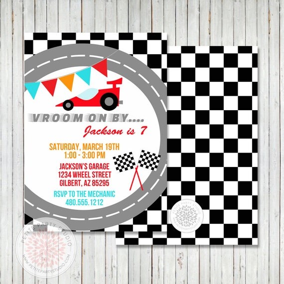 Race Car Hot Wheels Printable Birthday Party Invitation - Petite Party Studio Il_570xn