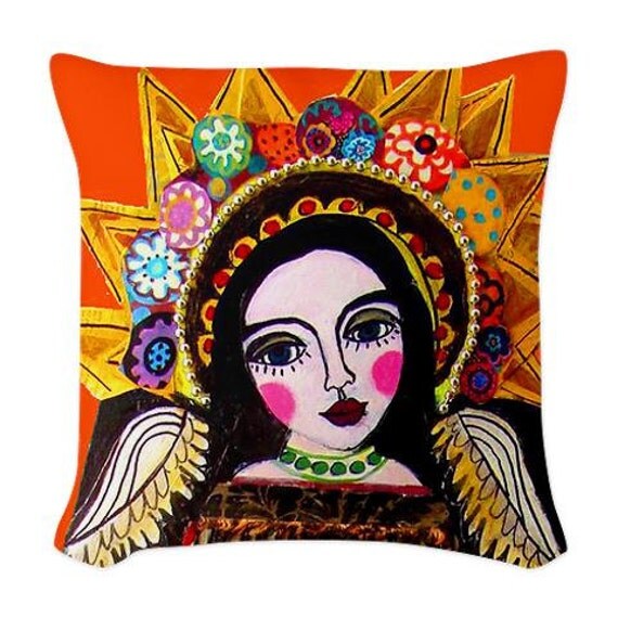 Angel Pillow - Throw Pillow Mexican Folk Art by Heather Galler