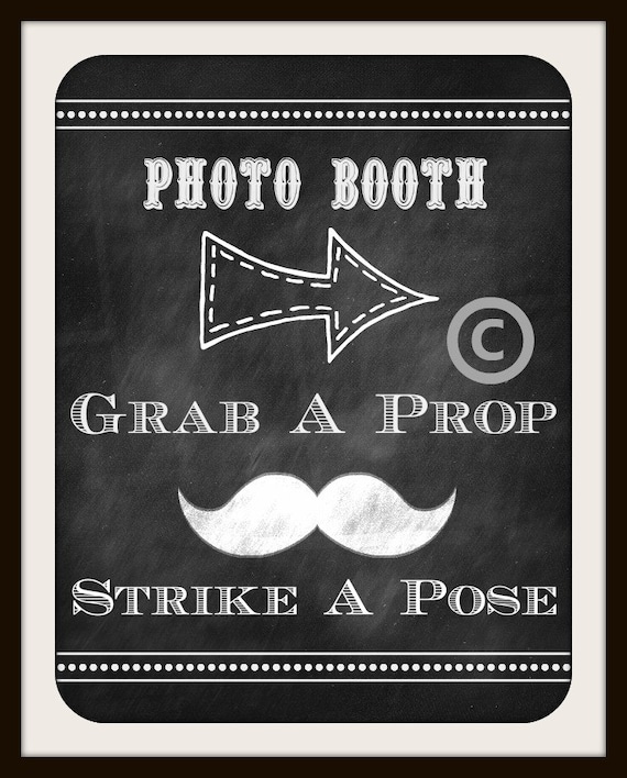 Wedding Sign / Photo Booth / Chalkboard Wedding Sign / Instant Download / Grab A Prop Strike A Pose Printable Il_570xn