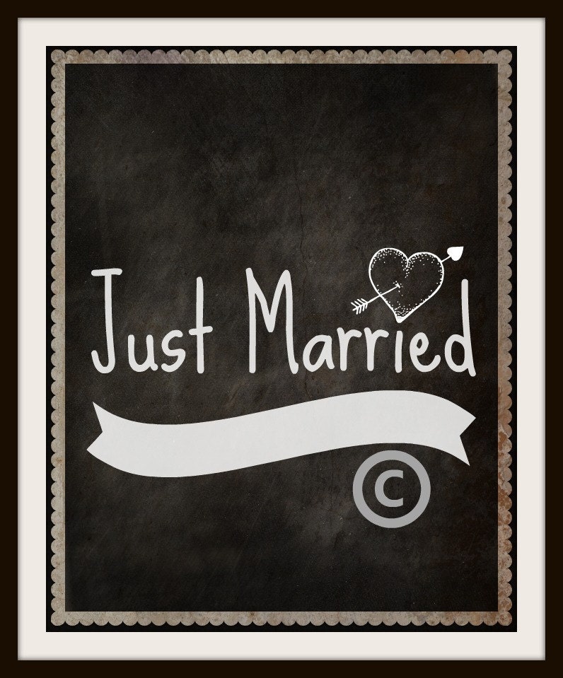 Wedding Sign / Reception Sign / Chalkboard Wedding Sign / Instant Download / Just Married Printable Il_570xn
