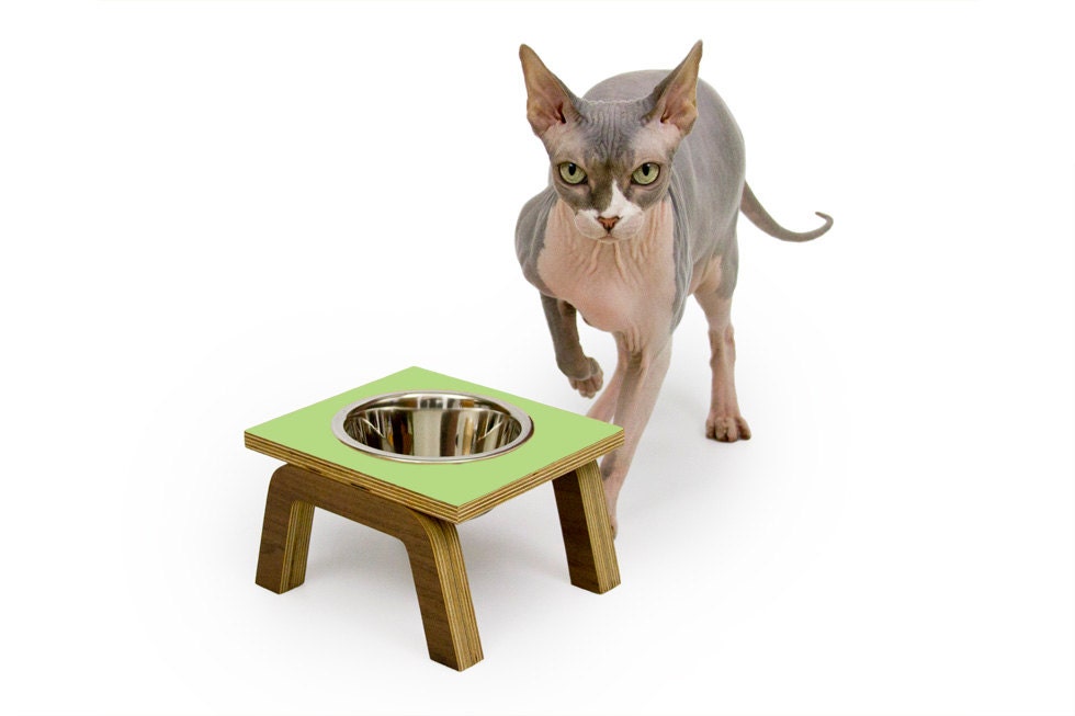 Single Bowl Diner // Mid Century Modern Elevated Pet Feeder // Six Retro Colors // Cat & Dog Dishes - modernistcat