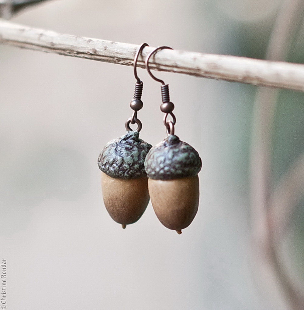 Acorn Earrings - Nature Inspired Rustic Woodland Jewelry, Autumn Jewelry - PaciorkyArtStudio