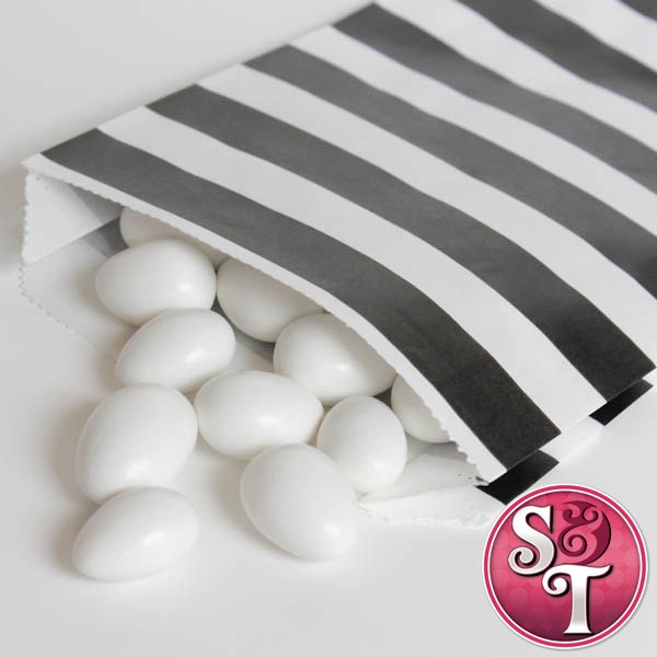 Rugby Stripe Black Goodie Favor Treat Bags - Qty 12 Il_570xn