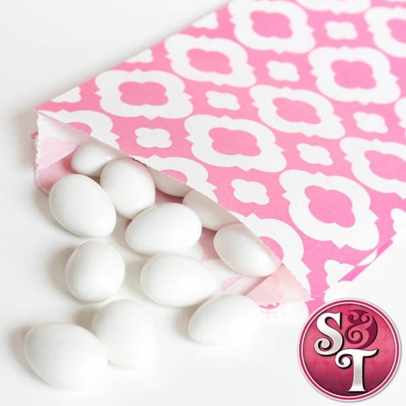 Quatrefoil Pink Goodie Favor Treat Bags - Qty 12 Il_570xn