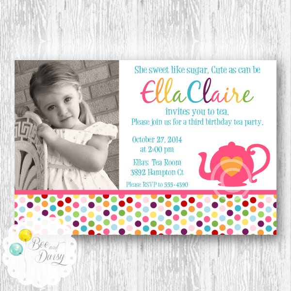 Tea Party Invitation for Birthday Party or Baby Shower - DIY Girls Printable Invite by BeeAndDaisy Il_570xn
