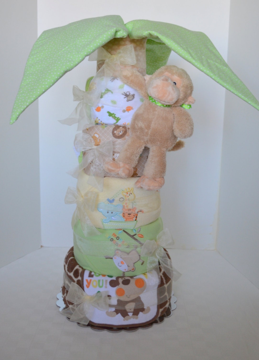 Diaper Cake Palm Tree Deluxe Gorilla Jungle by arizonababycakes