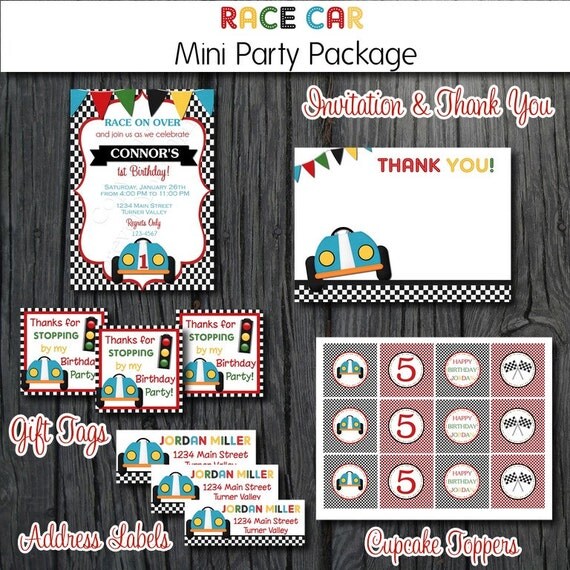 Race Car Birthday Party Package - DIY Printables Il_570xn