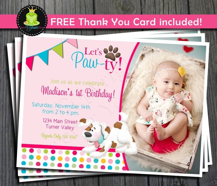 Puppy Party Invitation - FREE Thank You Card included Il_570xn