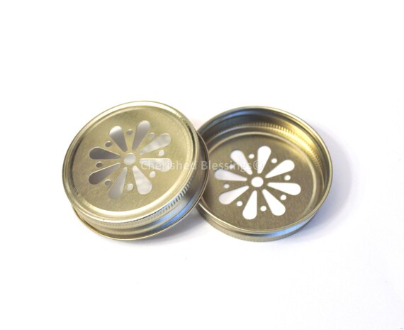 15 Gold Daisy Mason Jar Lids, Gold Daisy Cut Lids, Gold Daisy Lids Wedding Table Setting, Rustic Wedding, Baby Shower Favors, Birthday Party Il_570xn