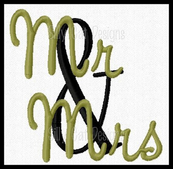 Mr and Mrs Embroidery Design by SillyCatDesigns on Etsy