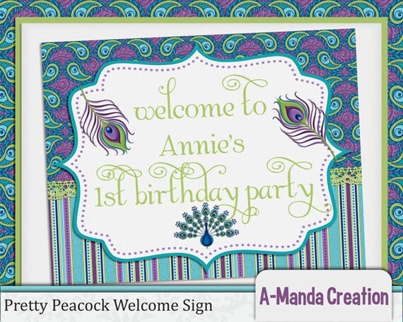 Pretty as a Peacock Personalized Welcome Sign Il_570xn
