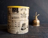 Metal Storage Tin Can - Vintage Newsprint - TheVintageParlor