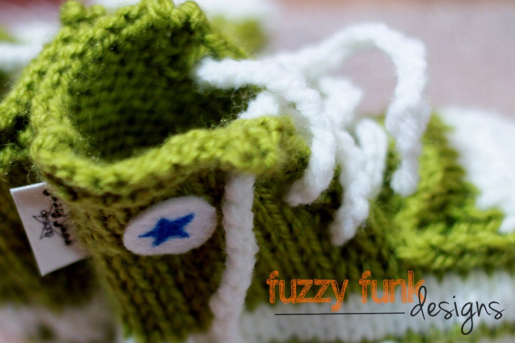 Baby boy shoes - Green Converse Inspired Slippers