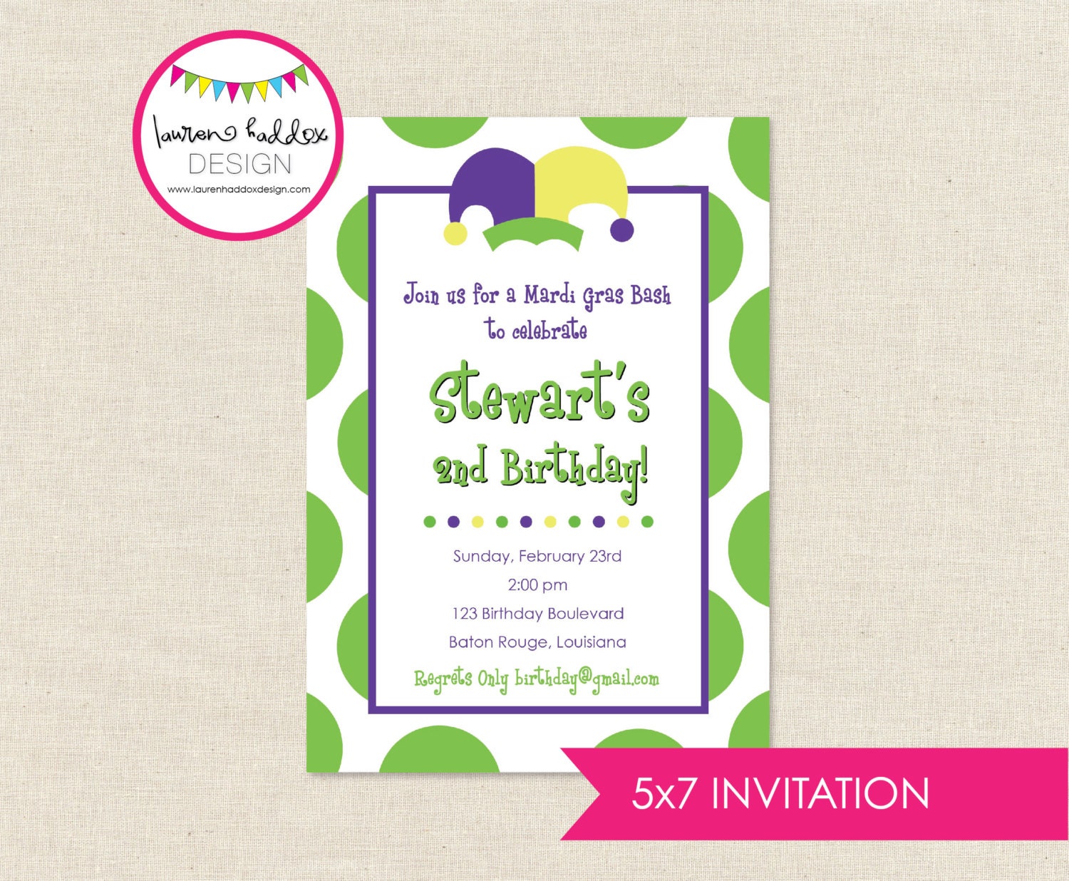 DIY, Mardi Gras Party or Birthday Invitation Il_570xn