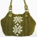BAG // Green - Khaki Shoulder Bag Celebrity Style With Genuine Leather Khaki Straps / Handles hand bag hand made-knit bag