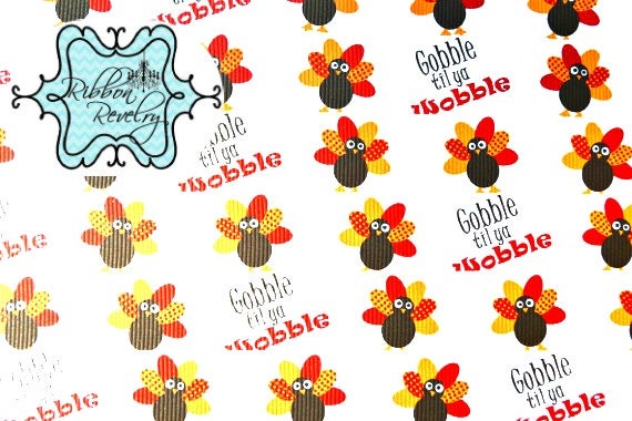 Autumn turkeys Gobble till you wobble on 7/8" grosgrain ribbon Il_570xn