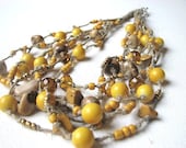 Mustard Honey Summer Sunny Gold  - linen necklace - GreyHeartOfStone