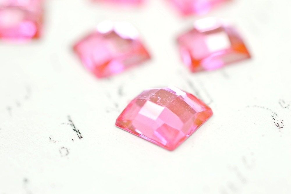 Pink Chessboard HotFix Flatback Crystals, Light Rose Square Checker ...