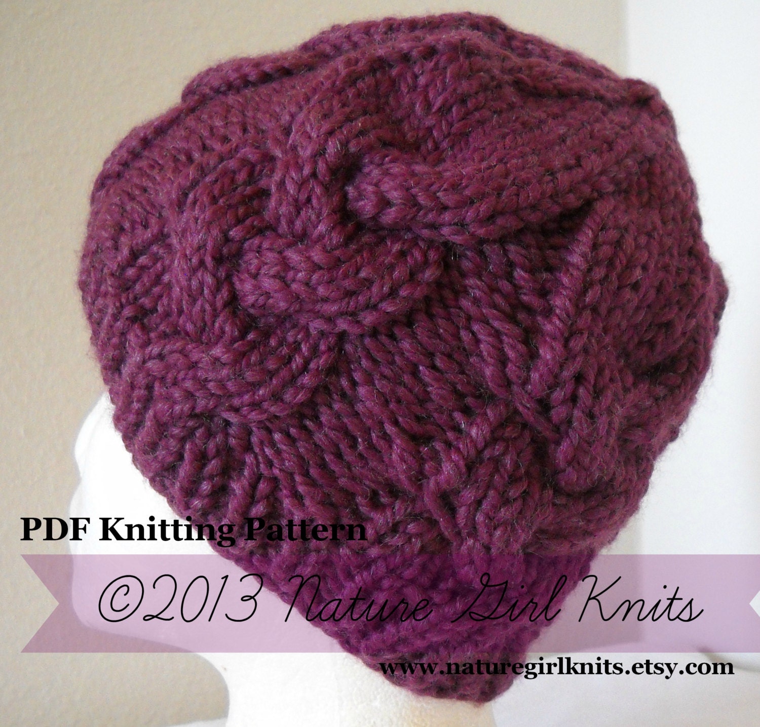 PDF KNITTING PATTERN // Chunky Cable Knit Hat by naturegirlknits
