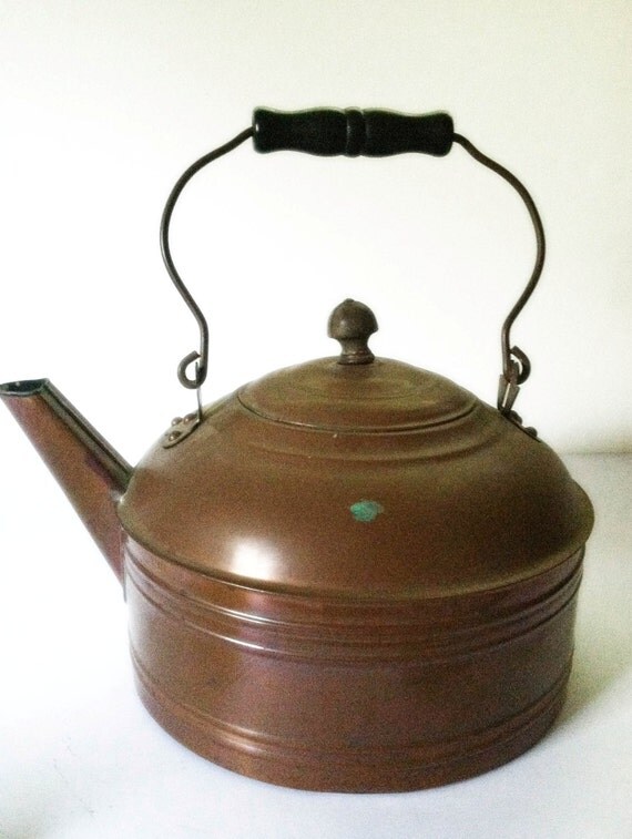 Vintage Antique Large Copper Tea Pot Kettle by VintageSpiritnSoul