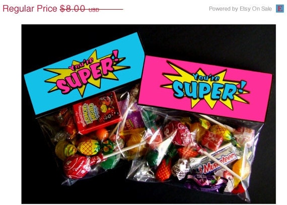 SALE INSTANT DOWNLOAD - Printable SuperGirl Treat Bag Toppers Superhero Birthday Il_570xn