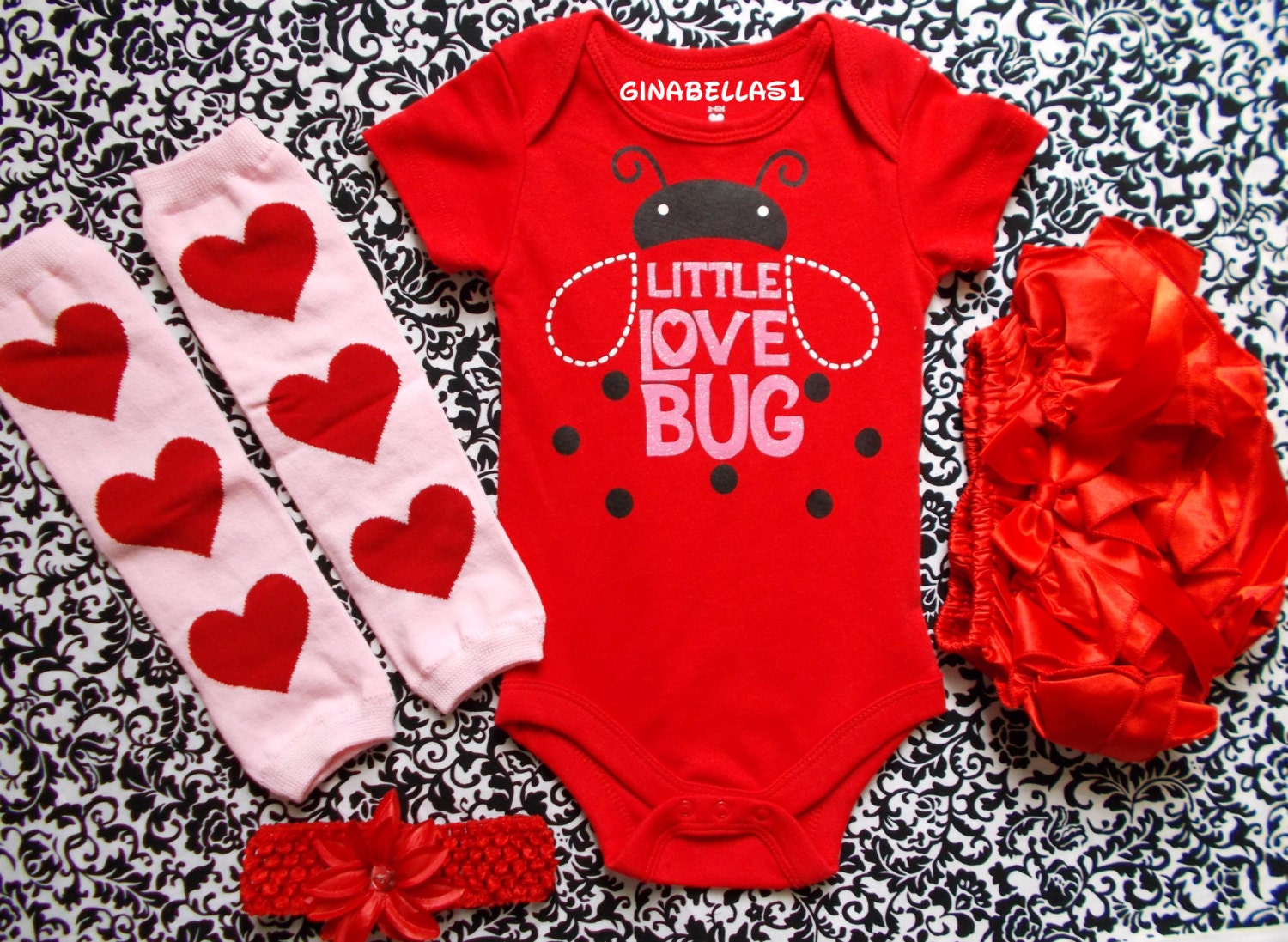 lady bug Birthday baby girl onesie outfit pink love by ...