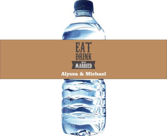100 Wedding Water Bottle Labels - Waterproof Labels Printed with your wedding colors Il_570xn
