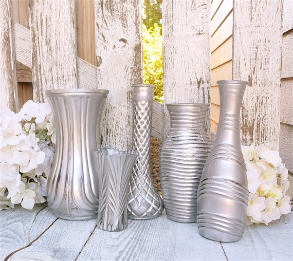 distressed silver shabby vases shabby chic by huckleberryvntg distressed silver shabby vases shabby chic by huckleberryvntg