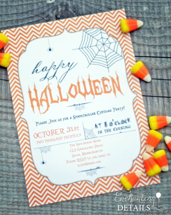 INSTANT DOWNLOAD Classic Halloween Printable Invitation- DIY/Customize Editable in Adobe Reader Il_570xn