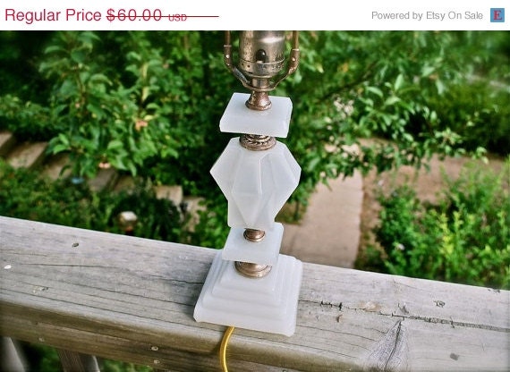 ON SALE Houzex Angled Glass Lamp Unusual As Can Be, Machine Age Influence, Clambroth
