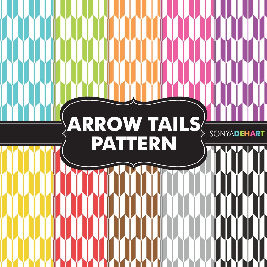 Digital Papers Arrow Tails Pattern Pack Arrows Instant Download Il_570xn