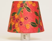 Orange Lamp Shade Night Lights - Yellow and Purple Retro Modern Art Deco Flowers - Master Bedroom Decor - Decorative Lighting - Nightlight - TheOrangeChairStudio