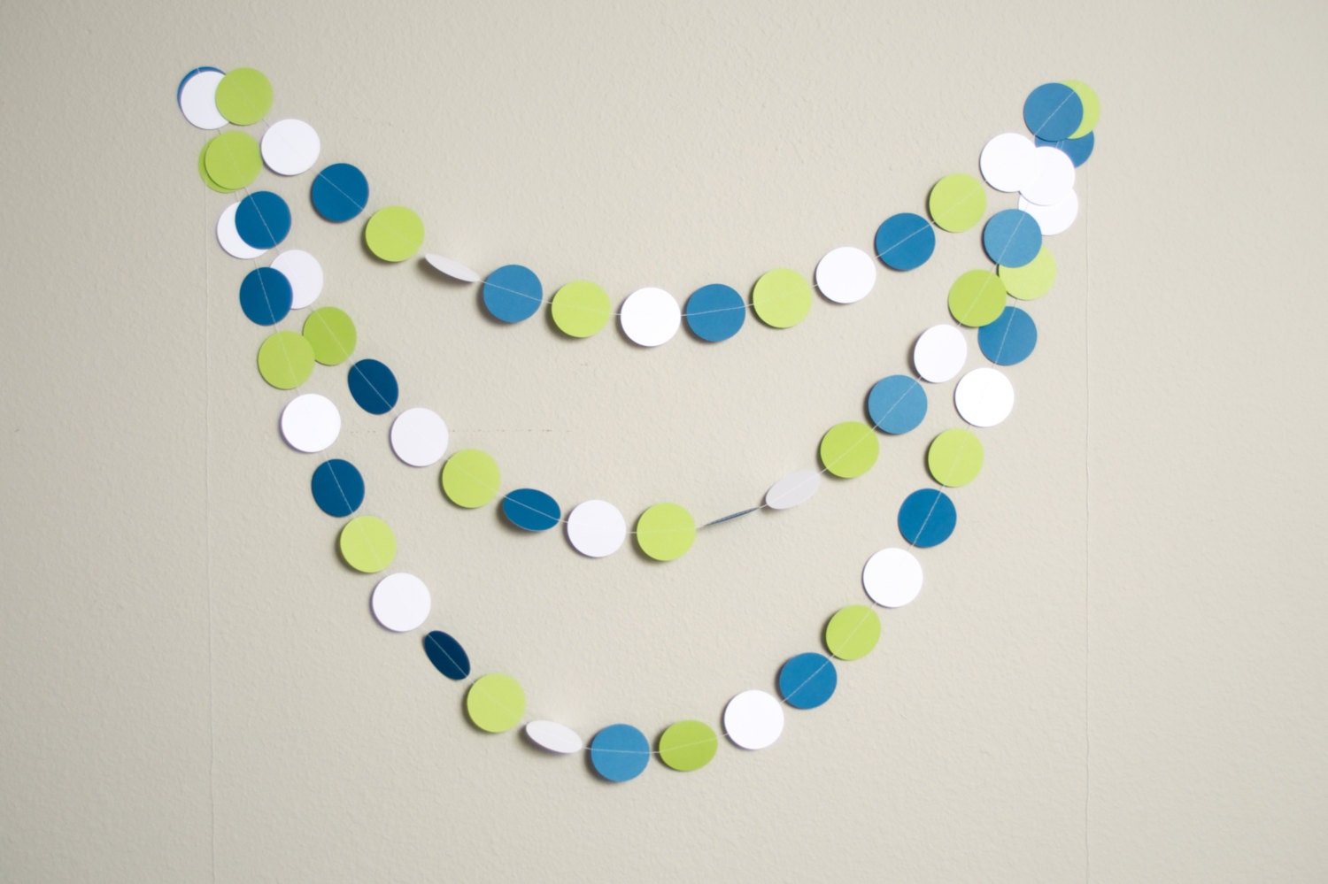 Circle Paper Garland 12ft Blue and Green First Birthday Il_570xn