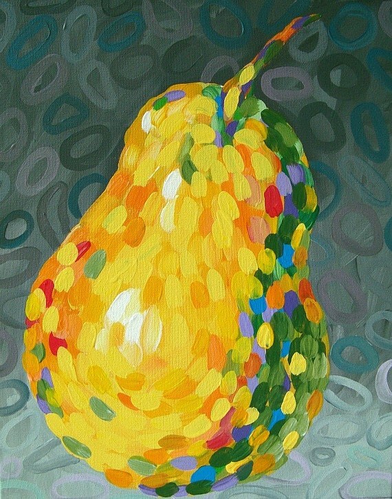 Abstract Pear Fruit Painting Modern by TracyHallArt on Etsy
