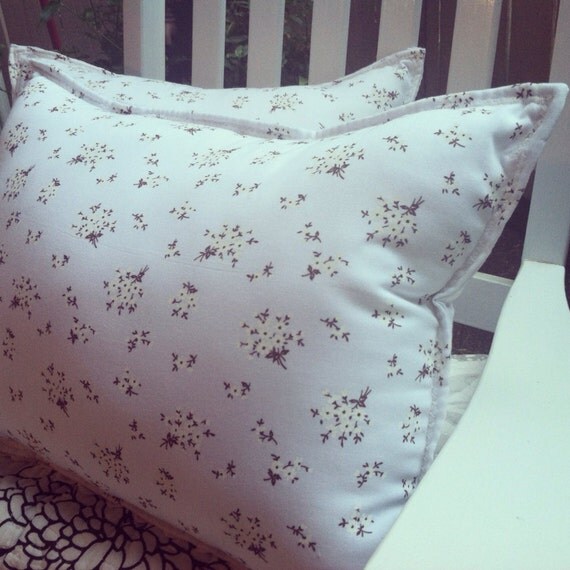 Flower bouquet white eyelet pillows by PillowsBeyond on Etsy