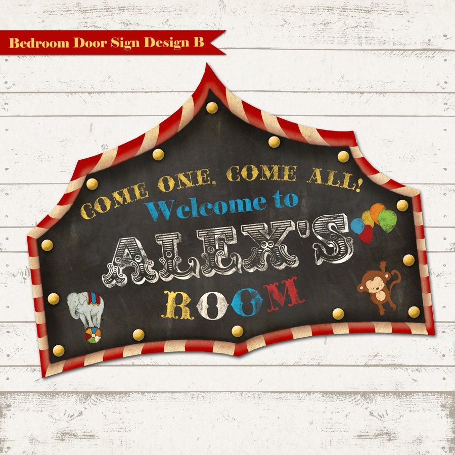 Circus Birthday, Bedroom or Playroom Sign - 18"X12" - Vintage Inspired / Retro Circus - Children's Room Decor - Personalized Il_570xn