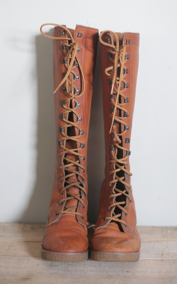 vintage hippie tall leather womens boots size 8.5 by TomTomVintage