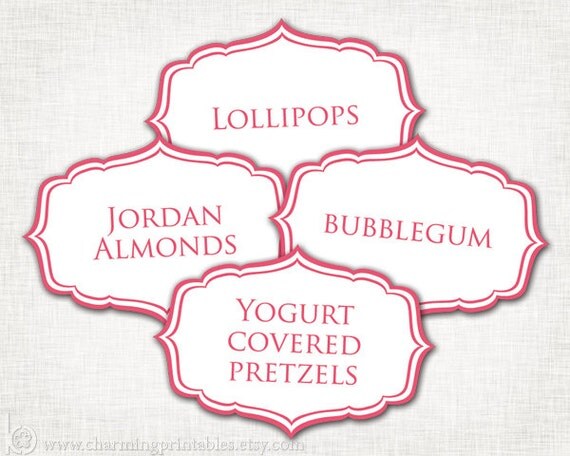 Pink Labels - PRINTABLE PDF file - Candy Buffet, Birthday Party, Bridal Shower, Baby Shower, Weddings Il_570xn