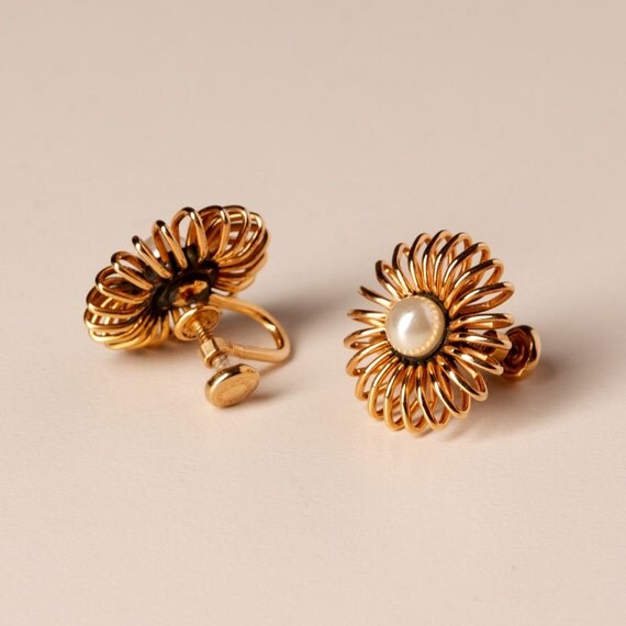 14K Gold Filled Vintage Faux Pearl Earrings