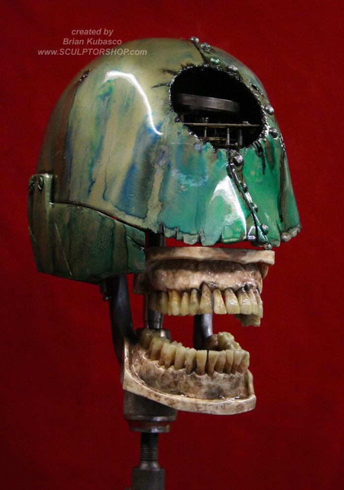 Steampunk Skull Industrial Art Dental Medical Manikin Model Metal - briankubasco