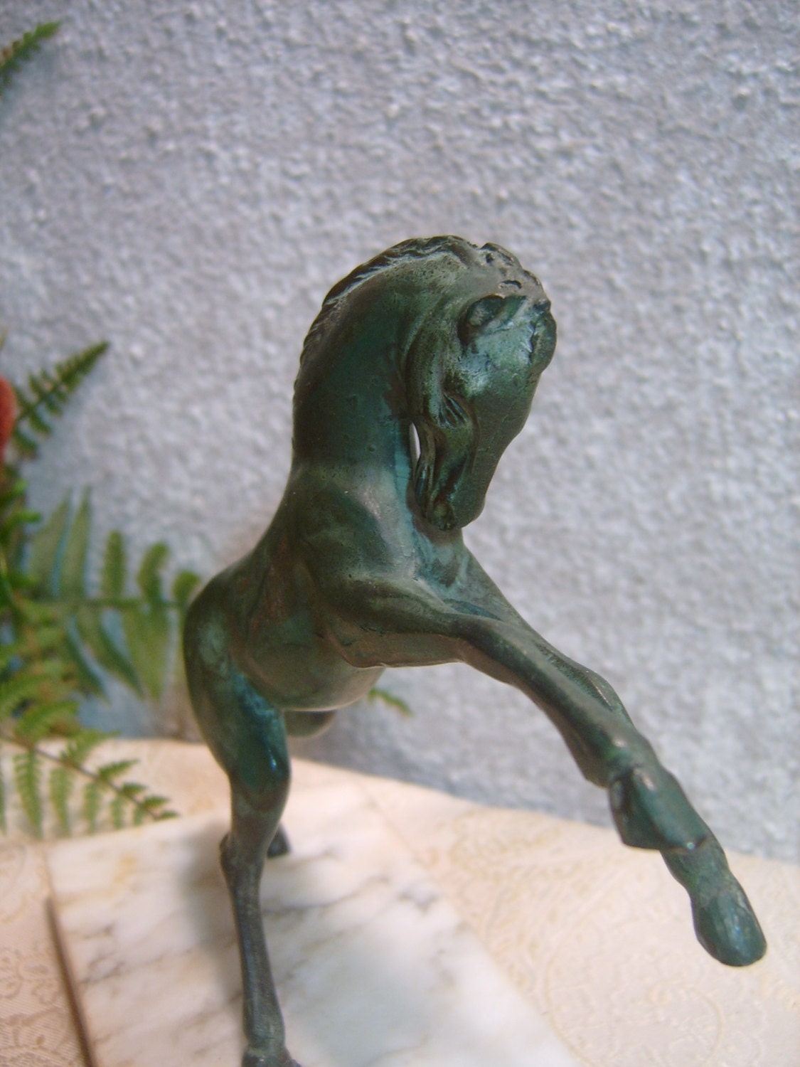 Antique Black Brass Horse Statue on Marble Base by zantana on Etsy