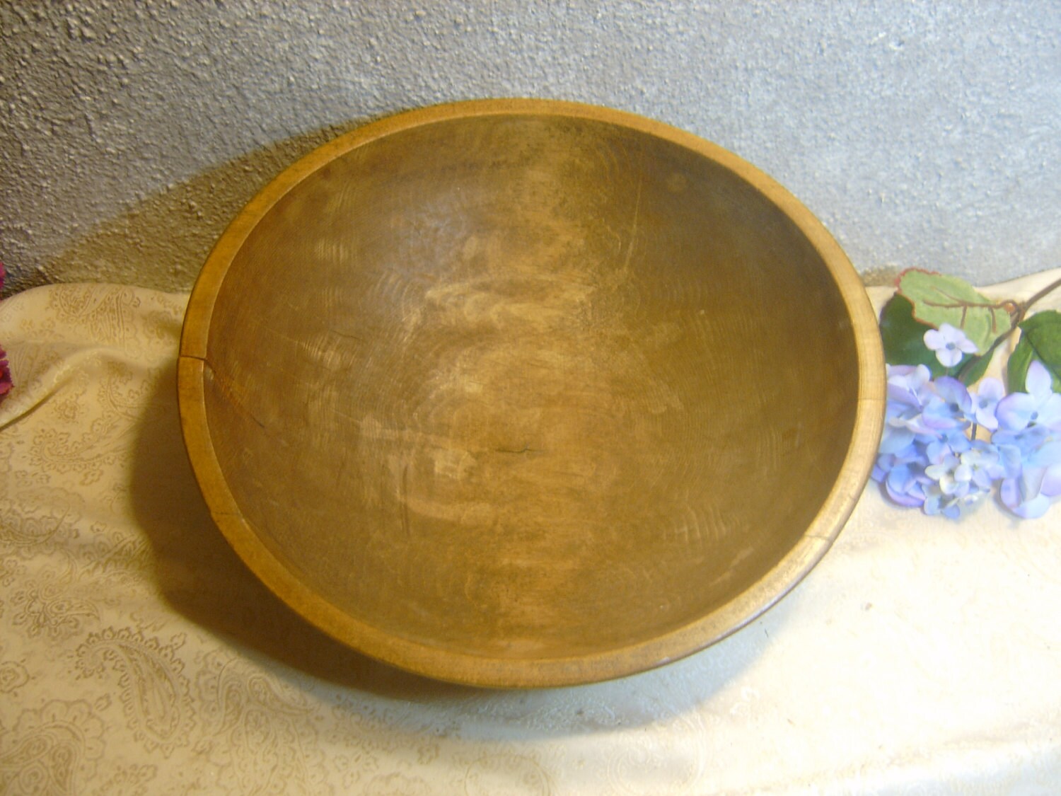 Munising Dough Bowl Out of Round Vintage Wood Bowl 13 by zantana