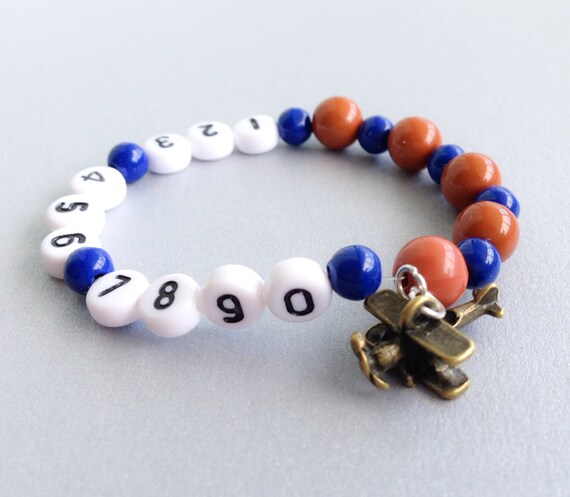 Children's Emergency Find Me Fast Bracelet Airplane by NadiaBo