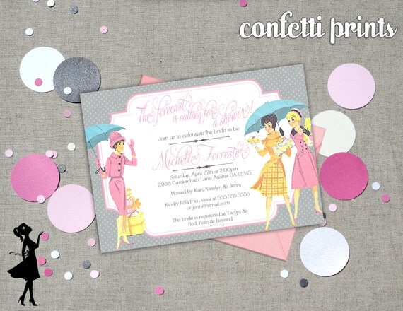 Retro Bridal Shower Invitation - FORECASTING A SHOWER Printable Il_570xn