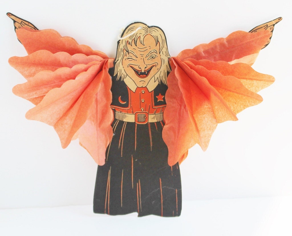 Vintage Halloween Crepe Paper Witch Die Cut / Paper by TheBlueRam