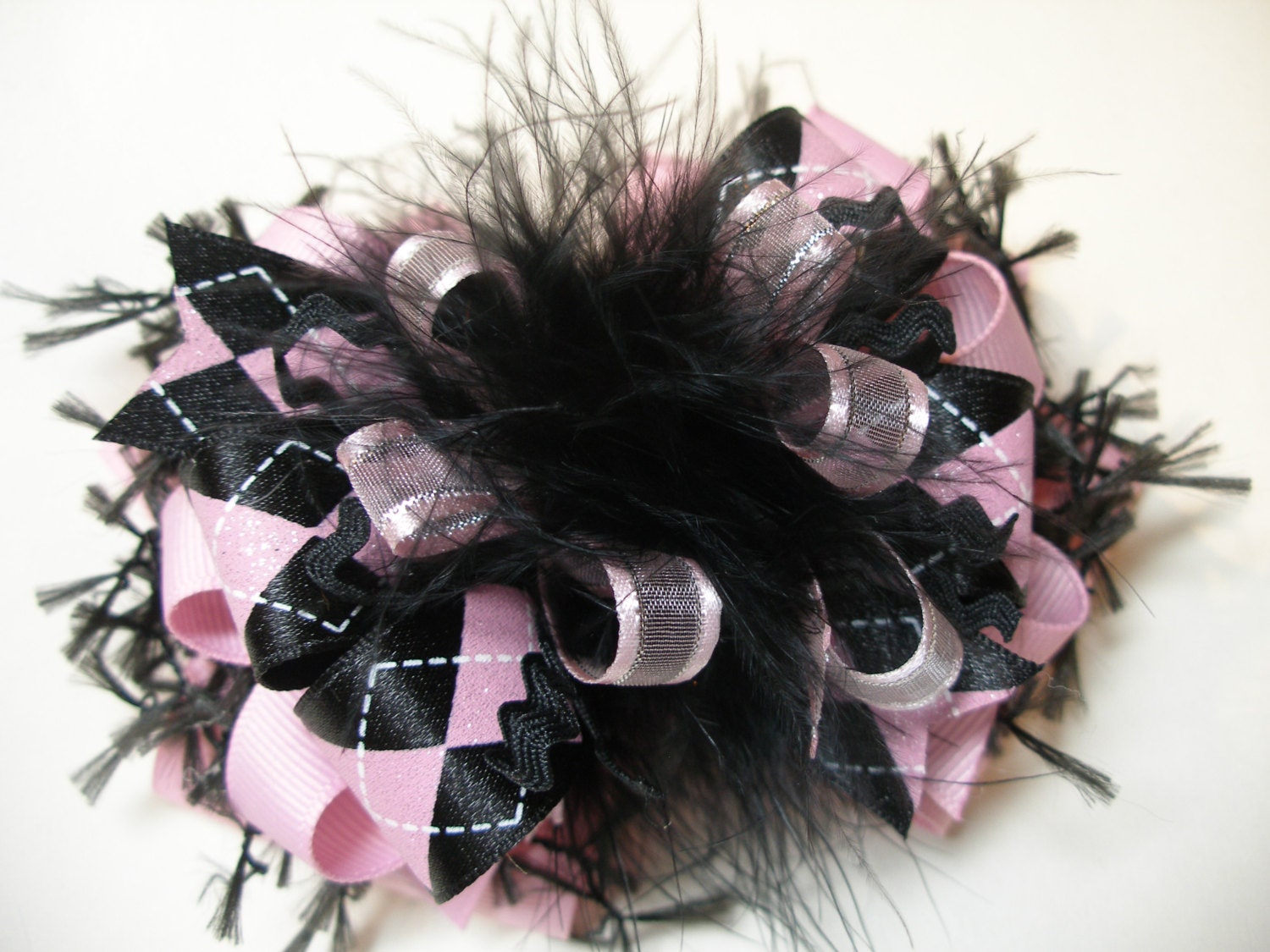 Crazy+Hair+Bows Hair Bow Big Crazy Over the Top Argyle Pink Black Party Girl Large ...