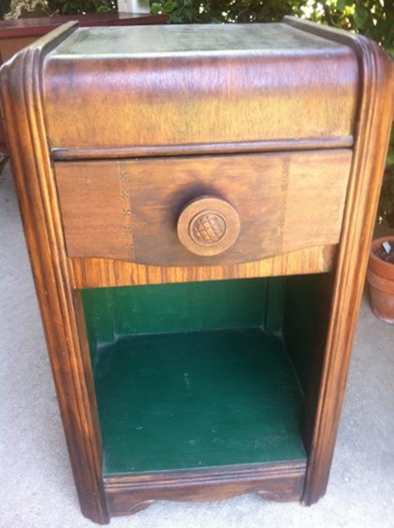 Vintage Antique Waterfall NIGHTSTAND ART DECO by BridgettsGadgets