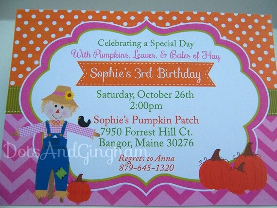Scarecrow Invitation Pumpkin Birthday Invitation Scarecrow Invite Fall Party Pumpkin Patch Chevron Scarecrow Pumpkin Invitation Harvest Fall Il_570xn